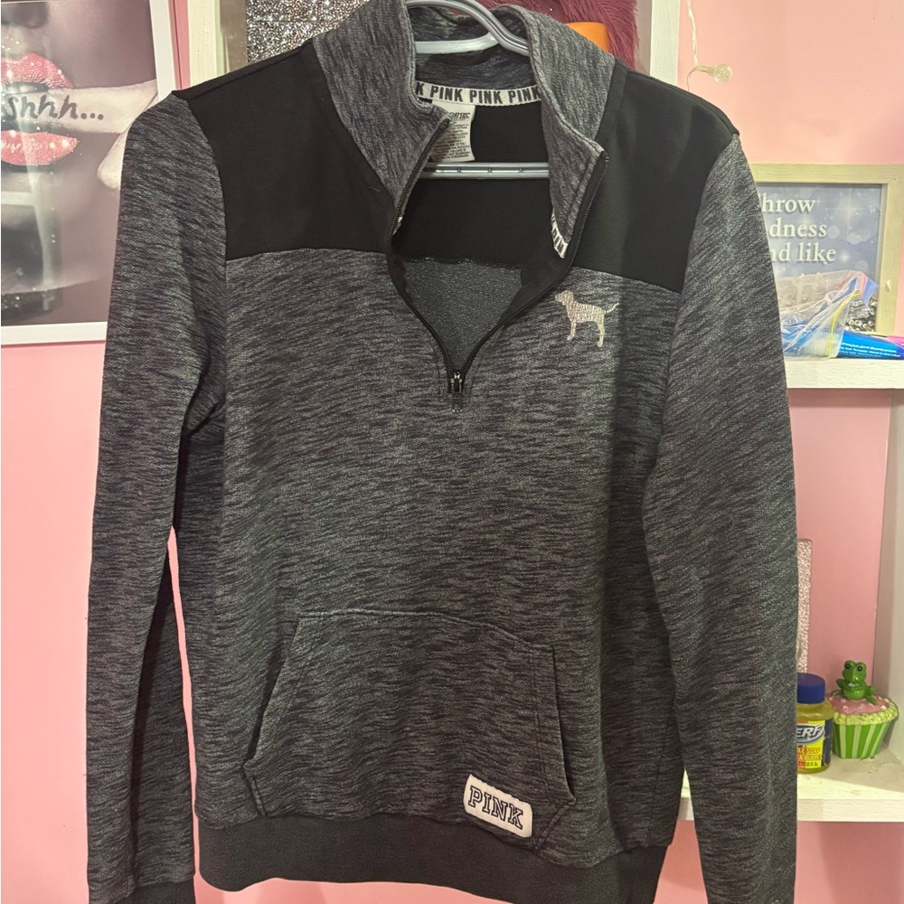 PINK Victoria's Secret Women’s Gray and Black Sweater